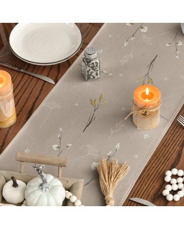 Neutral Pumpkin and Wildflower Table Runner