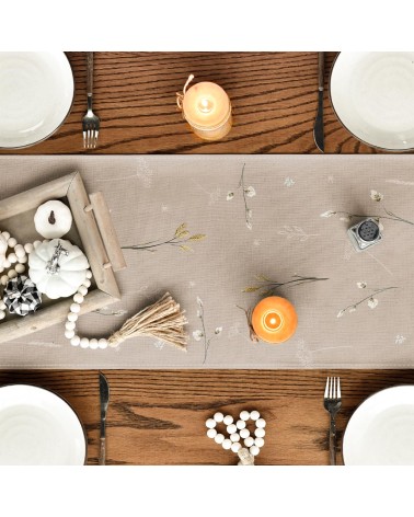 Neutral Pumpkin and Wildflower Table Runner