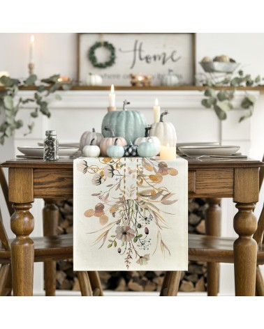 Watercolor wildflower table runner