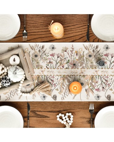 Watercolor wildflower table runner