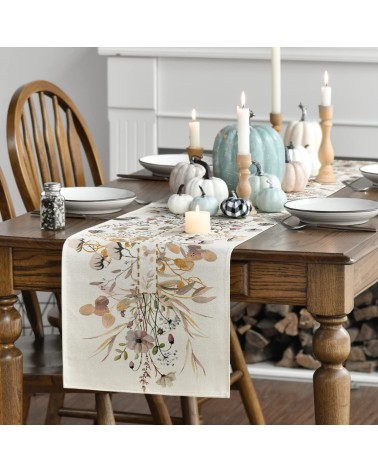 Watercolor wildflower table runner