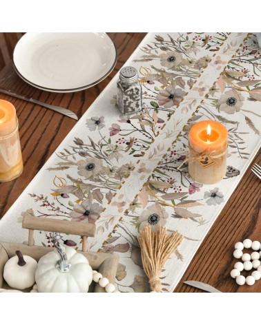Watercolor wildflower table runner