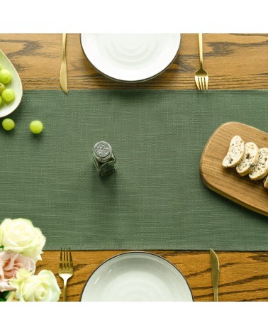 Solid forest green tassel table runner