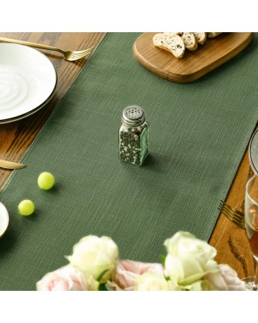 Solid forest green tassel table runner