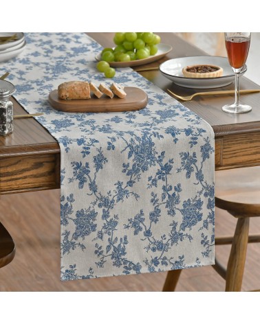 Blue Calico Floral Table Runner
