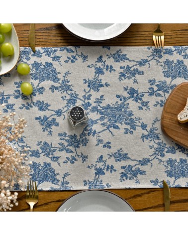 Blue Calico Floral Table Runner