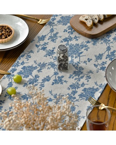 Blue Calico Floral Table Runner