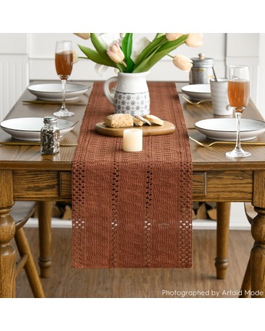 Warm Terracotta Crochet Table Runner