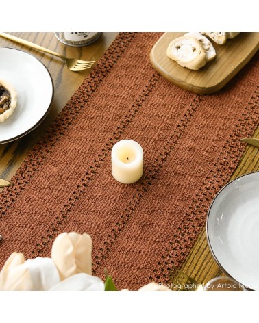 Warm Terracotta Crochet Table Runner