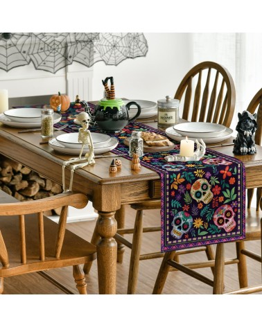 Day of the Dead Sugar Skull Table Runner