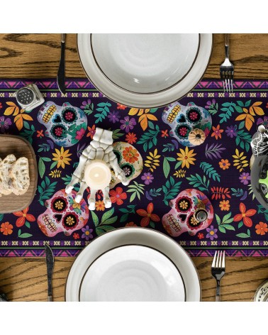 Day of the Dead Sugar Skull Table Runner