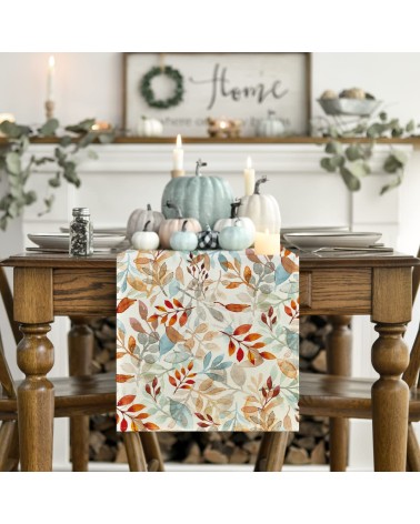 Watercolor leaf table runner