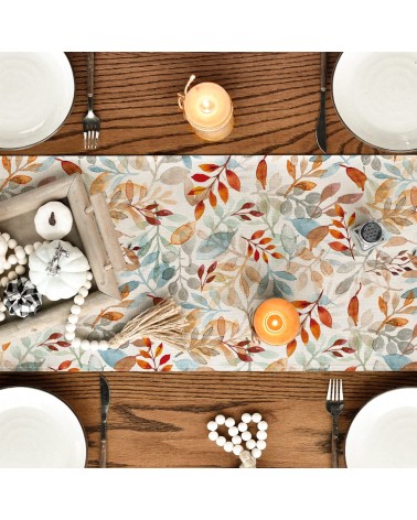 Watercolor leaf table runner