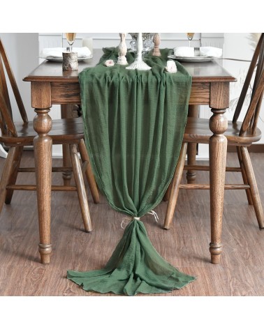 Deep forest green gauze table runner