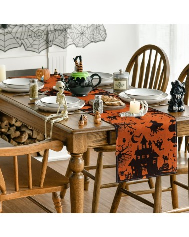 Haunted House Silhouette Table Runner