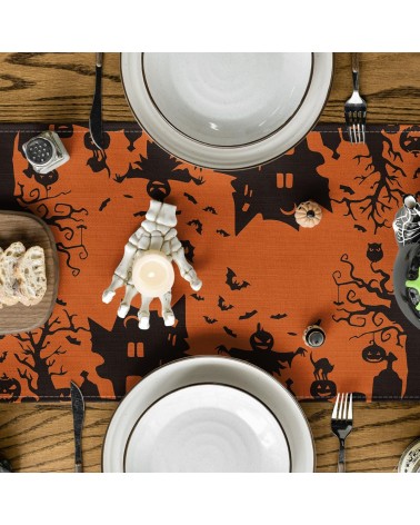 Haunted House Silhouette Table Runner