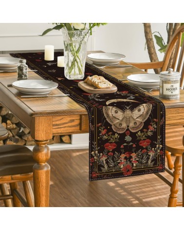 Midnight Moth and Moon Table Runner
