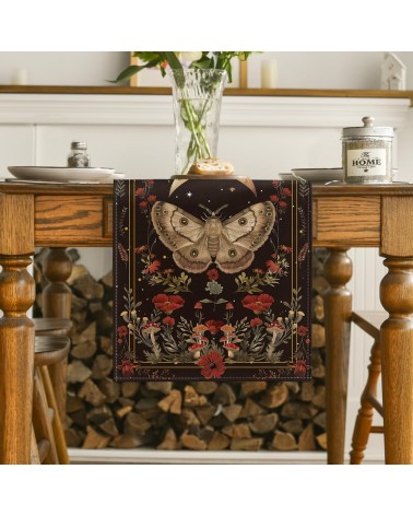 Midnight Moth and Moon Table Runner