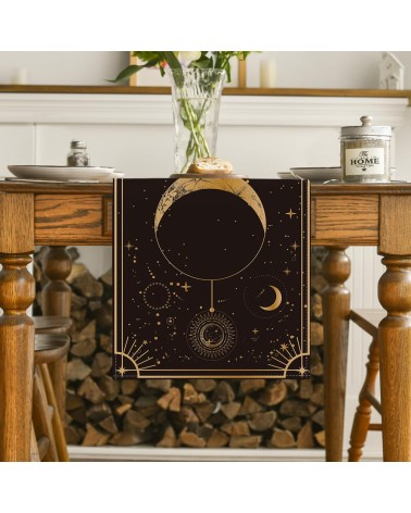 Starry sky, moon and sun table runner