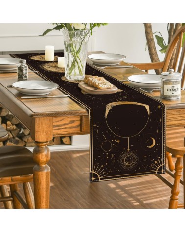 Starry sky, moon and sun table runner
