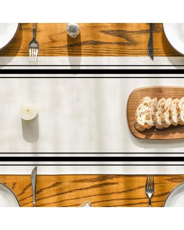 Modern black striped border table runner