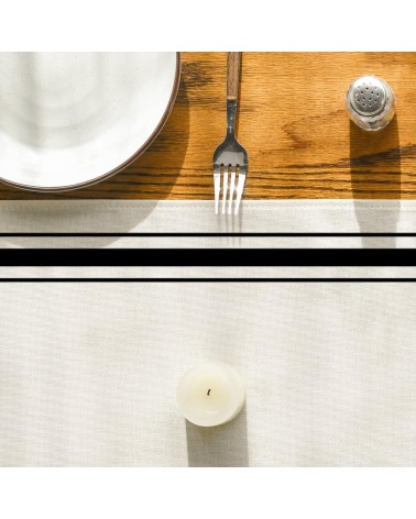 Modern black striped border table runner